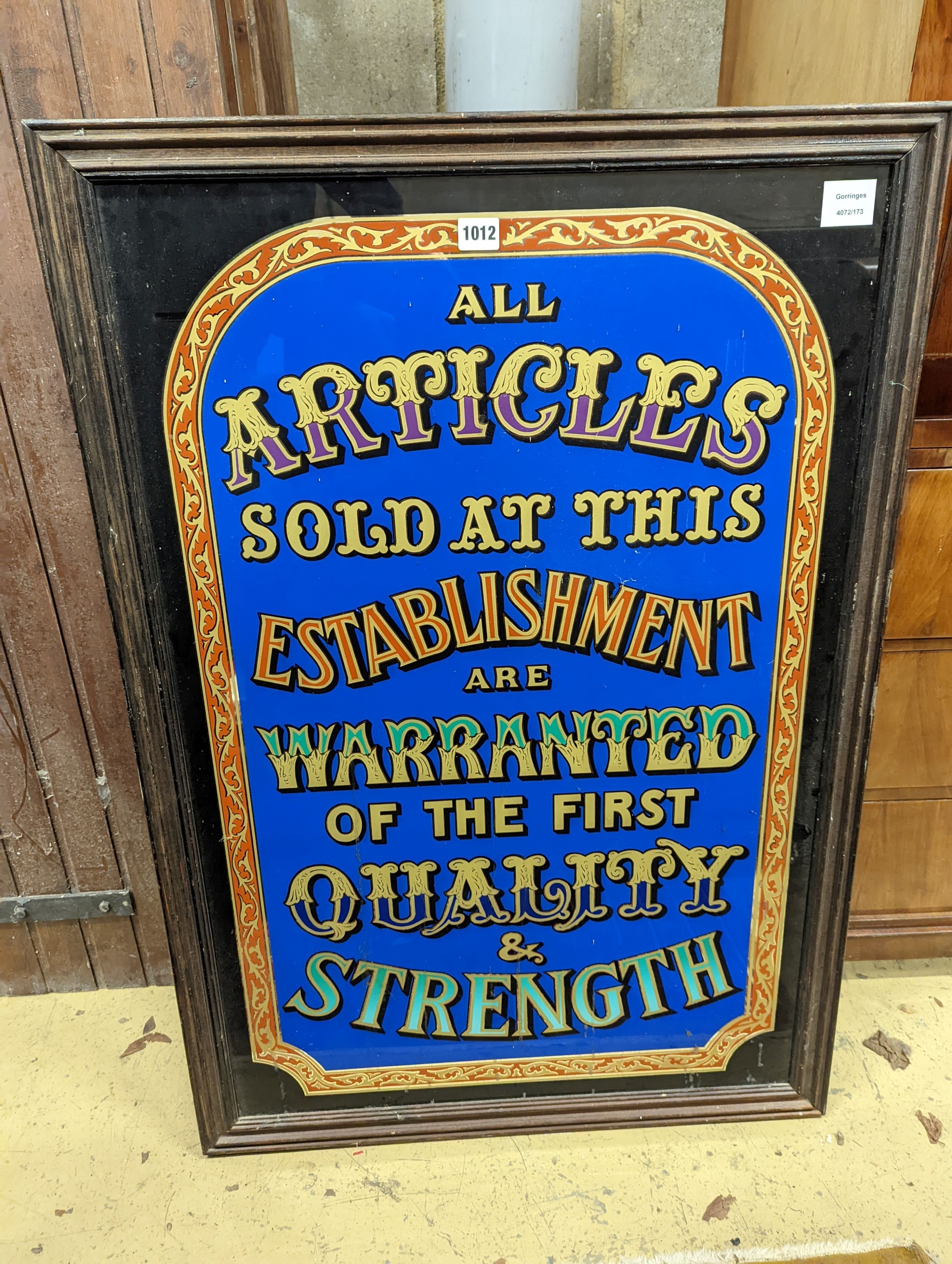 A reproduction advertising sign, width 68cm, height 99cm